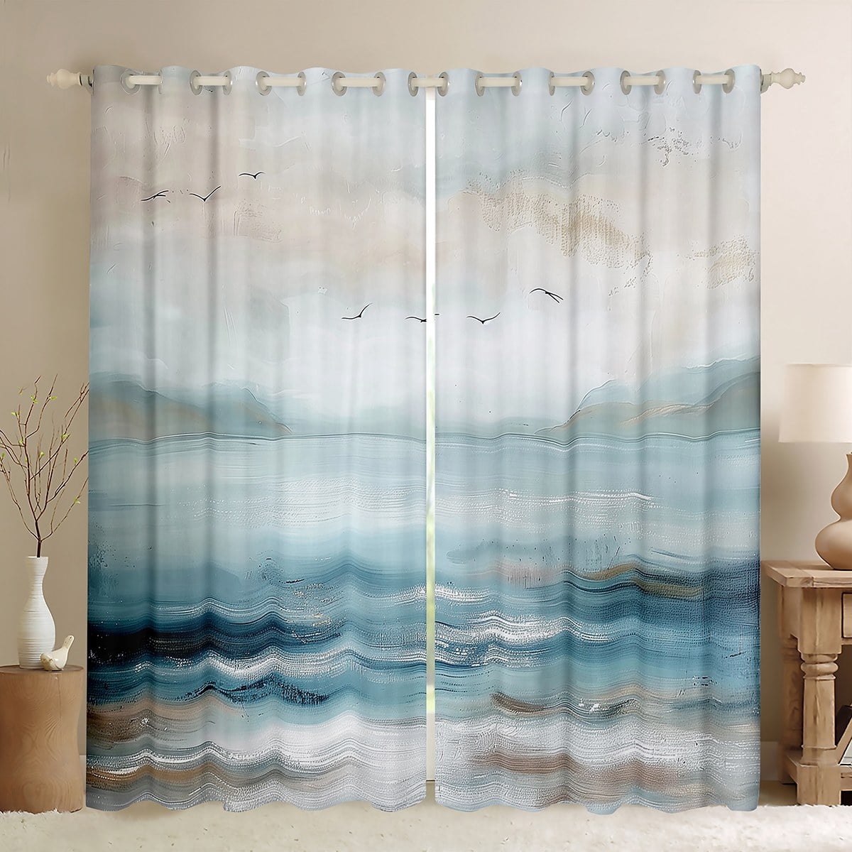 Erosebridal Abstract Ombre Curtains Pack of 2 (42x84), Oil Printing ...