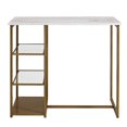 thumbnail image 4 of Dorel Living Tanner 3-Piece Brass Pub Set with Faux Marble Top, White, 4 of 9