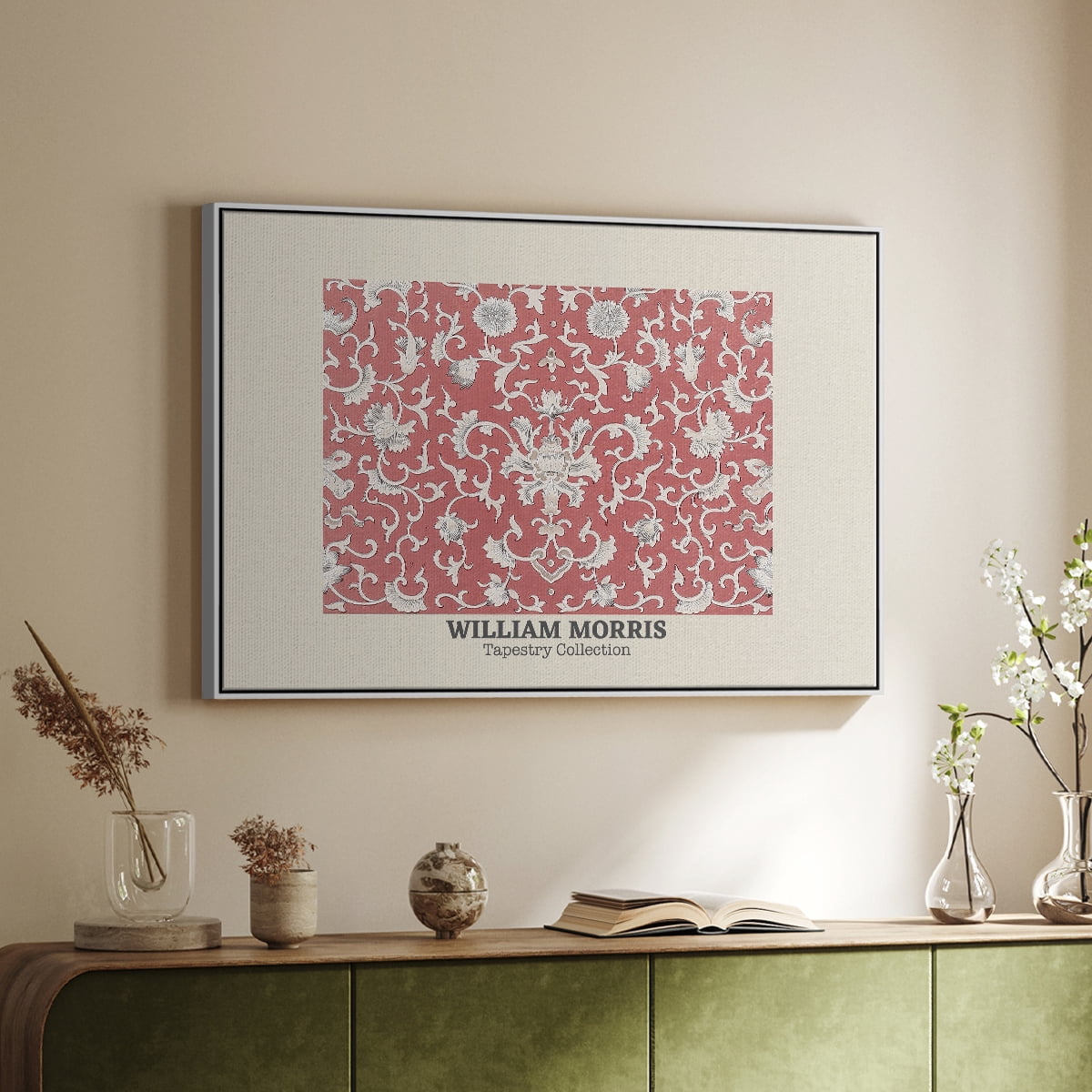 Vintage Abstract Print-LI Framed in White Wood Gallery Wrapped Canvas 17 in. x 25 in.