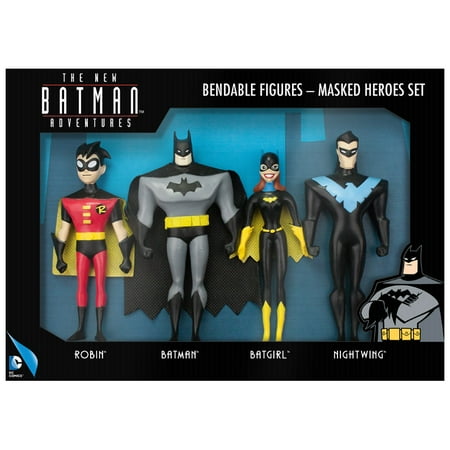 NJ Croce DC Comics - The New Batman Adventures Masked Heroes Bendable Figures Set: Robin, Batman, Batgirl,