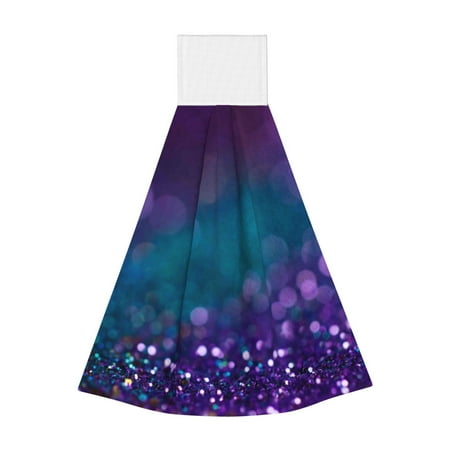

Ocsxa Purple and Green Glitter for Hand Towels Hand Wipes with Velcro Soft and Fast Absorbent Hanging Towels Reusable Cleaning Cloth for Kitchen/Bathroom/Laundryroom 14x18In