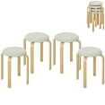 thumbnail image 1 of HOMCOM Tabourets Ronds Empilables Ensemble de 4 avec Siège Rembourré pour Cuisine, Crème, 1 of 10