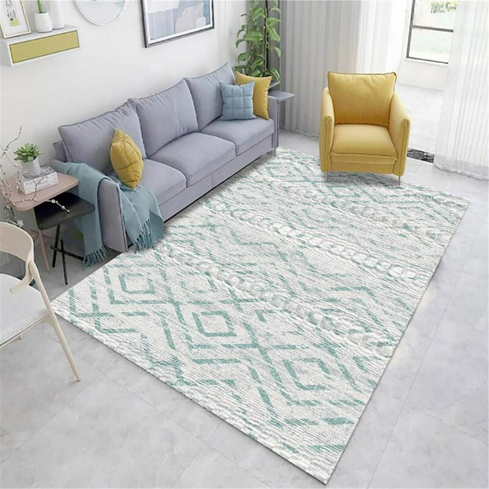 OUSGAR Cream 5 x 7 Area Rug Abstract Blue Area Rugs Extra Large