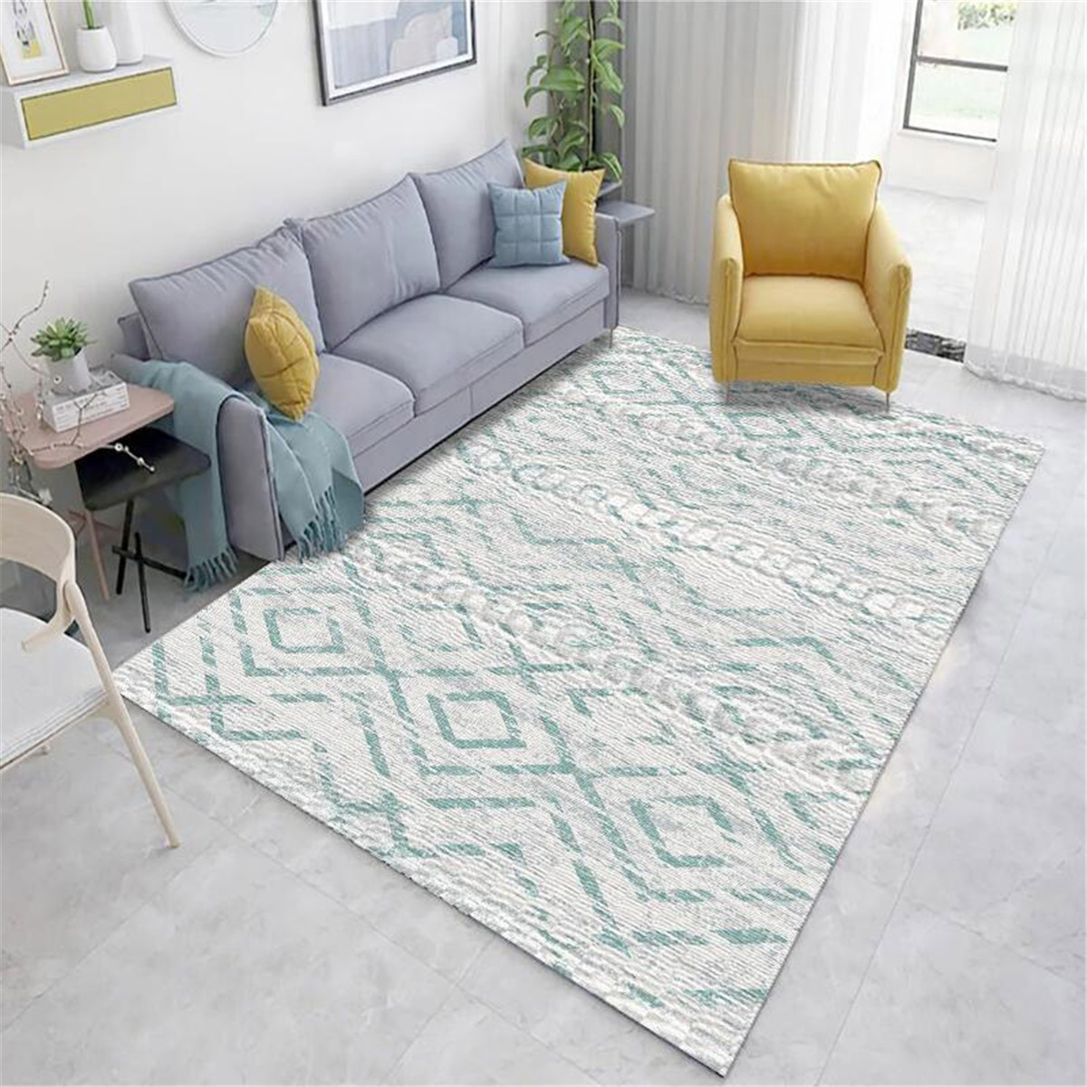 OUSGAR Cream 5 X 7 Area Rug Abstract Blue Area Rugs Extra Large 