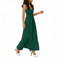 thumbnail image 5 of QUNYINEY Casual Summer Dresses for Women Sleeveless Green Midi Sundress Loose Fit A Line Pleated V Neck Dresses, 5 of 6