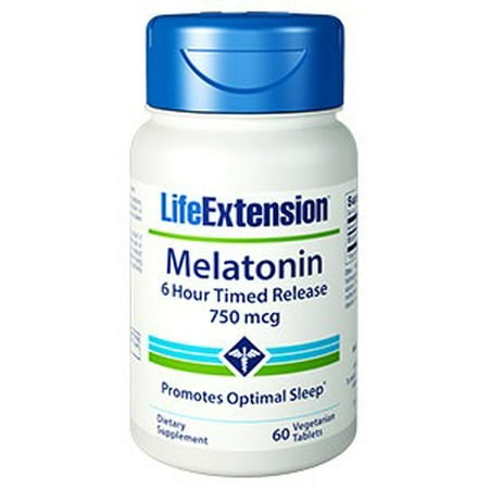 Melatonin 6 Hour Timed Release 750 mcg Life Extension 60