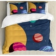 thumbnail image 1 of Astronomy Duvet Cover Set Queen Size, Cartoonish Colorful Planets Galaxy Abstract Universe Funny Exploration Graphic, Decorative 3 Piece Bedding Set with 2 Pillow Shams, Multicolor, by Ambesonne, 1 of 3