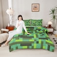 thumbnail image 4 of Homewish Female Men Women Pixelated Blocks Miners Bedding Comforter Set 2pcs,Building Blocks Construction Game Twin Comforter Sets Microfiber,Abstract Geometric Plaid Grid Breathable Bedding Set, 4 of 8