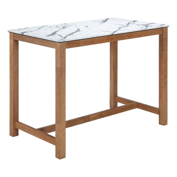 Fein Counter Table White Counter Table, Modern Style, Faux Marble Rubberwood rectangular shape tabletop, Rubberwood, Indoor Bar