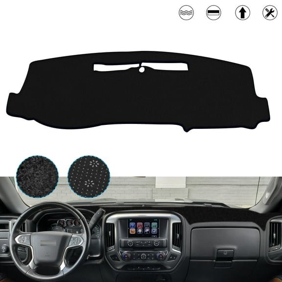 Xotic Tech Center Console Dashboard Mat Precut Anti-Sun No Glare Protector Dash Carpet Pad Black Cover w/NON-SLIP Bottom Compatible with Chevrolet Silverado GMC Sierra 1500 2500 3500 2014-2018