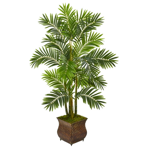 Nearly Natural 60in. Areca Palm Artificial Tree in Metal Planter