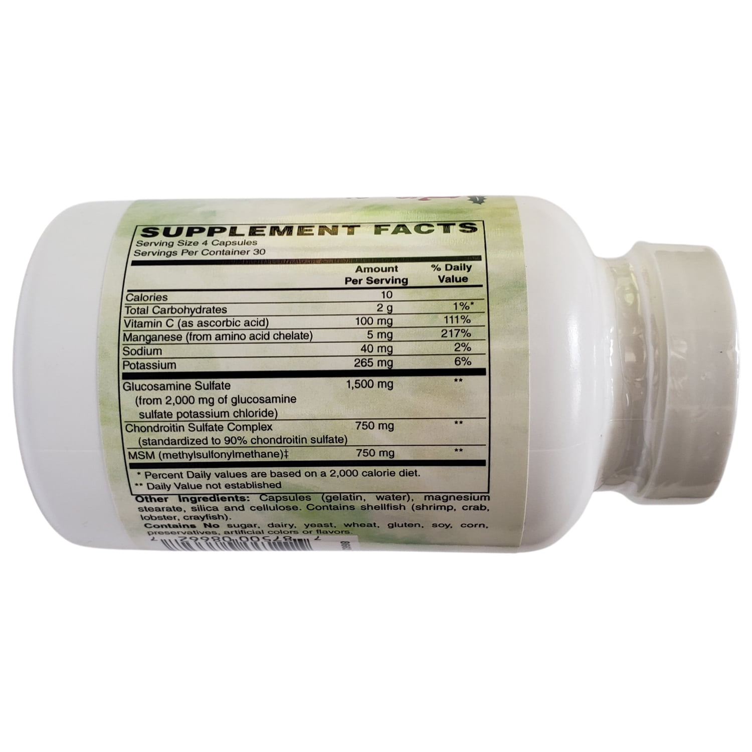 Holly Hill Health Foods Glucosamine Sulfate, Chondroitin & MSM, 120 Capsules
