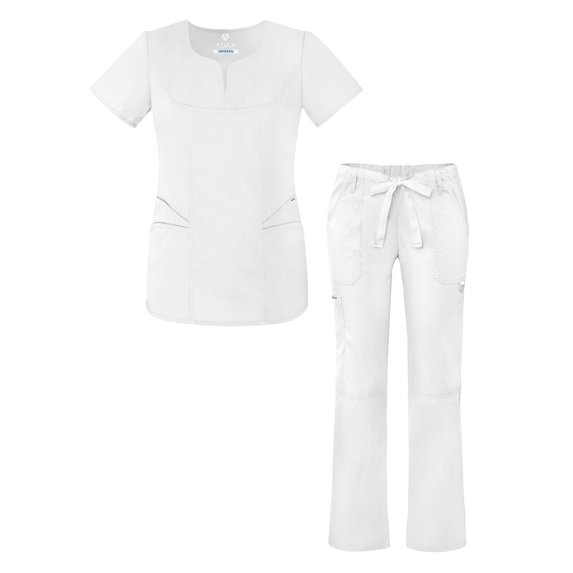 Adar Universal Women’s Scrub Set – Fashion Scrub Top and Multi-Pocket Scrub Pants