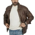 thumbnail image 3 of Boston Harbour Callister Vintage Bomber Mens Leather Motorcycle Jacket - Dark Brown Casual Winter Leather Jacket for Men, 3 of 7