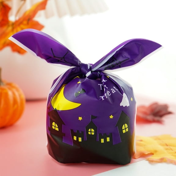 HmNPlay 48 Pack Halloween Trick or Treat Bags, Assorted Goodie Bags with Spooky Patterns, Lightweight Candy Bags for Kids Party Favors