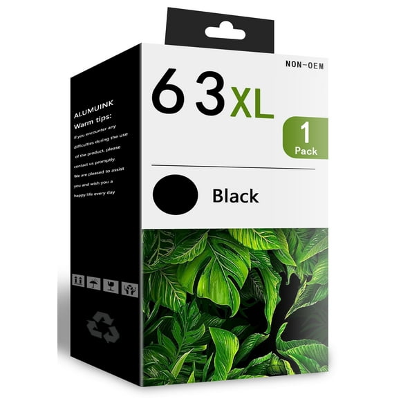 63XL Ink Cartridge Black 1-Pack Replacement for HP 63 Ink Cartridge for Deskjet 2132 3630 ENVY 4512 4520 Printer