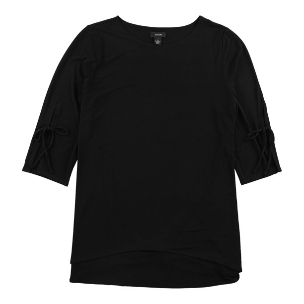 Alfani Blusa con mangas anudadas para mujer, negro, grande Alfani Pull-over