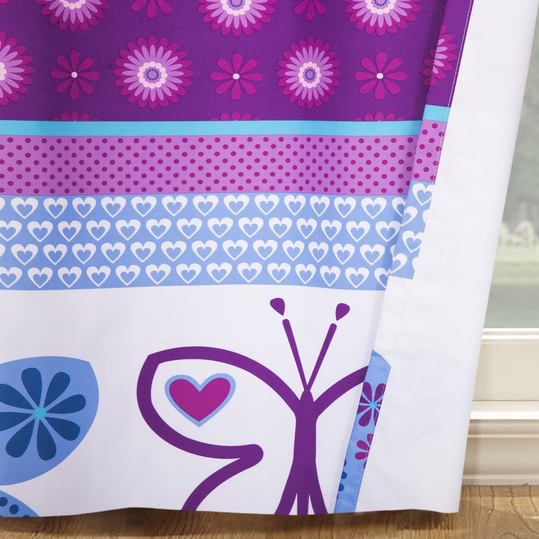 Your Zone Butterfly Purple Room Darkening Grommet Top Single Curtain Panel, 42" x 54"