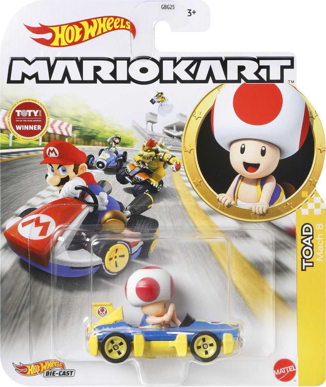 Hot Wheels Mario Kart Toad Mach 8 Vehicle