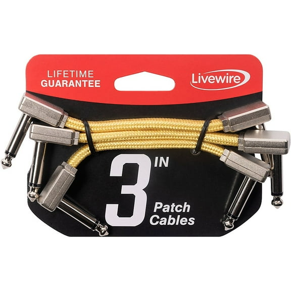 Livewire Braided Patch Cables 3-Pack 3 in. Brass Note