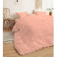 thumbnail image 4 of DNG Creations 5 Piece White Pom Pom Duvet Cover with Zipper Closure, 100% Egyptian Cotton, 800 Thread Cotton ( Oversized Queen - Solid Peach ), 4 of 5