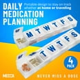 thumbnail image 3 of (4 Pack) MEDca 7-Day Extra Large Plastic Pill Organizer, Weekly Pill Planner, Frosted, 3 of 9