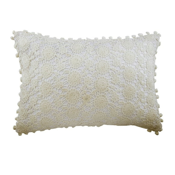 The HomeCentric Throw Pillow Covers, Decorative Pillow Covers 12x16 inch (30x40 cm) Ivory, Cotton Rectangular Pillow Covers, Handmade Pillow Covers - Cozy Crochet