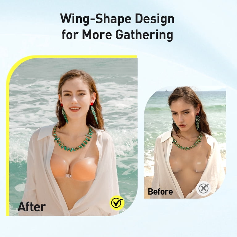 Niidor Sticky Bra Strapless Adhesive Bra Invisible Push up Silicone Bra for  Women Sticky Boobs for Backless Dress with Nipple Covers