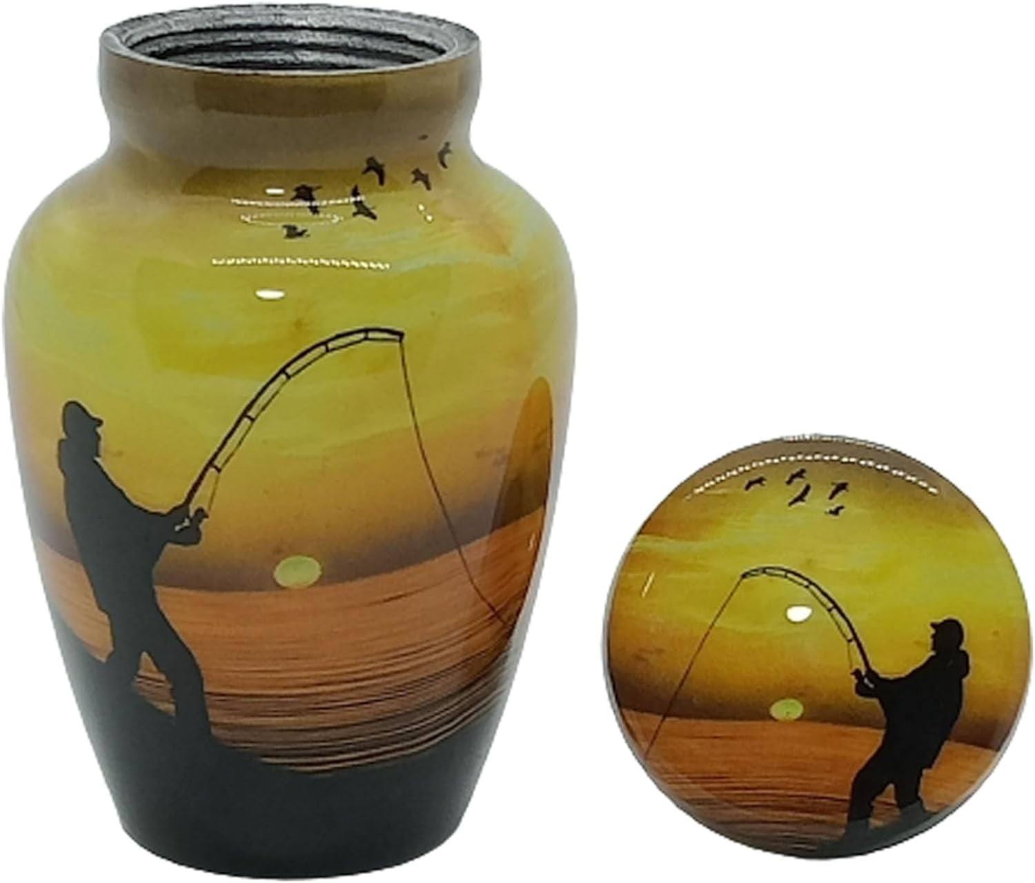 UR Keepsake Urn –Decorative Fishing Catching Keepsake Cremation Urn for Human Ashes with Velvet Box & Velvet Bag-Mini Keepsake Urn - Affordable Keepsake Urn (3 cu.in)