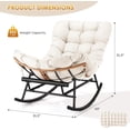 thumbnail image 3 of 2PCS Papasan Rocking Chair with Foot Rest, Oversized Papasan Chair with Thick Removable Cushion and Metal Frame, Lounge Chairs and PE Rattan Rocker for Patio, Porch, Garden, Lawn, Living Room, 3 of 7