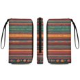 thumbnail image 2 of Womens Wallet Bifold Ladies Cluth Bag Wristlet Wrist Strap Long Purse Mexican BOHO Strips Design, 2 of 6