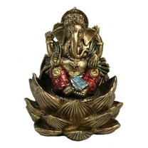 Hindu Deity God Ganesha Ganapati Seated On Padma Lotus Flower Mini Figurine