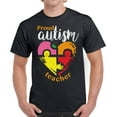 thumbnail image 1 of Men T-Shirt Proud Autism Teacher - Puzzle Heart Print Graphic Tee - S M L XL 2XL 3XL 4XL 5XL, 1 of 2