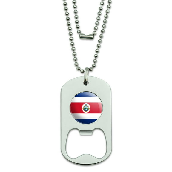 Costa Rica National Country Flag Dog Tag Bottle Opener