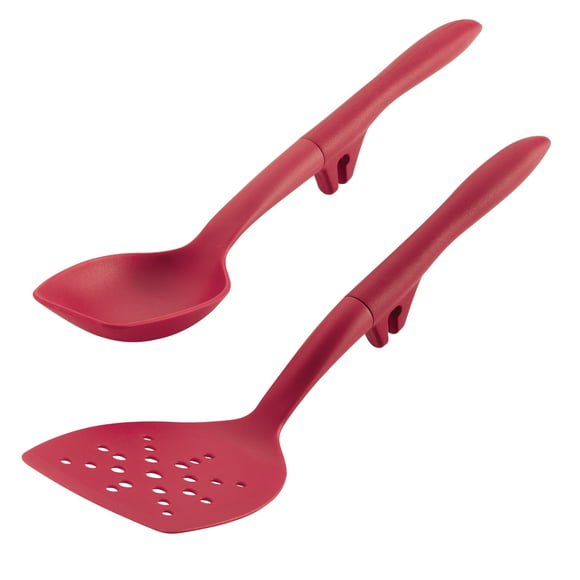 Rachael Ray Tools and Gadgets Flexi Turner and Scraping Spoon Set / Cooking Utensils - 2 Piece, Red
