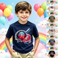 thumbnail image 4 of Boys T Shirts 10-12 Round Neck Graphic T-Shirts Back To School T Shirt Loose Vacation Tops Preppy Cute Baby Boy Clothes, 4 of 4