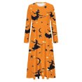 thumbnail image 4 of WXLWZYWL Womens Plus Halloween Dress Pumpkin Printed Costume Dresses Long Sleeve Crewneck Dress A Line Long Dresses, 4 of 5