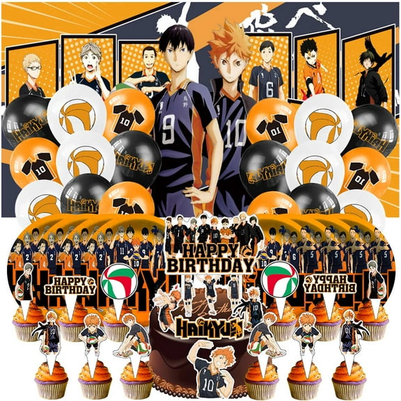 Haikyuu Party Supplies Cake Topper Decor Banner Backdrop Tableware Balloons Birthday Decorations