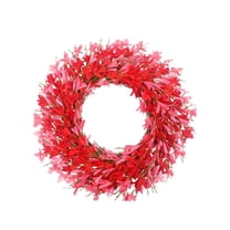 Gaiwos Pink Forsythia Wreath 22 inches, Artificial Pink Wreaths for Front Door Wall Window Home Farmhouse Valentine's Day Decor