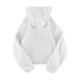 thumbnail image 3 of Lmnyox Fuzzy Hoodies for Women Solid Fleece Long Sleeve Hooded Sweatshirts Fall Winter Casual Pullover with Pocket, 3 of 5