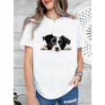 thumbnail image 1 of Adorable Border Collie Puppy Print Tee - Women's Comfy Soft Stretch Sportswear, Round Neck Short Sleeve T-Shirt, All-Season Polyester Blend, Machine Washable, Dog Shirt, 1 of 6