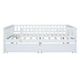 thumbnail image 3 of Daybed Bed Frame Platform Bed with Two Drawers Modern Wooden Bed with Fence Guardrails and Slat Support Leg for Dorm, Bedroom, Guest Room (Full), 3 of 9