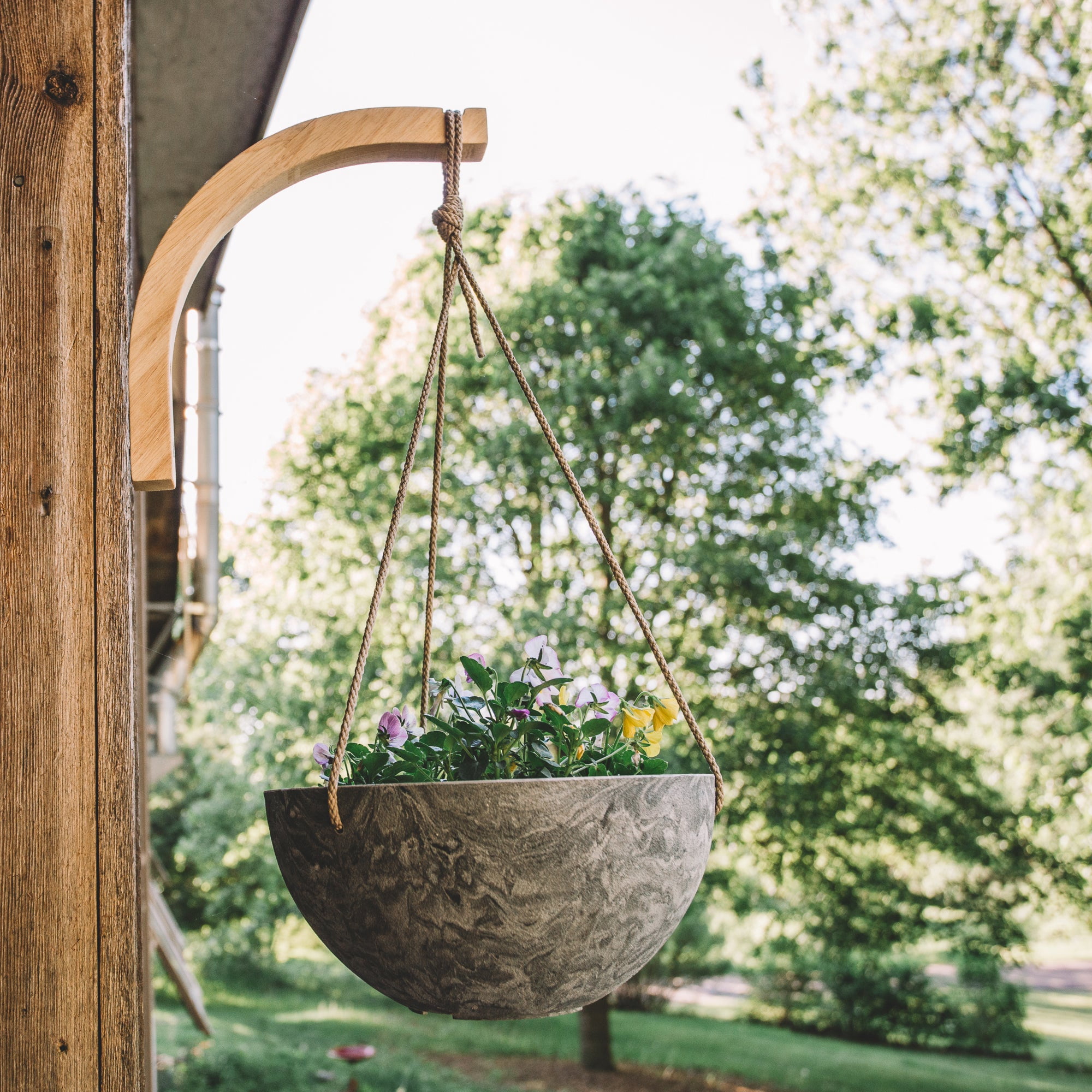 Backyard Expressions Curved Acacia Wood Plant Hanger Brackets, 2-Pack – Handcrafted Wall Hooks for Hanging Planters, Bird Feeders & Wind Chimes – Indoor/Outdoor, 15 lb Capacity