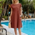thumbnail image 6 of Jiyugala Summer Dresses 2023 Solid Color Fashion OL Cotton Linen Round Neck Dress, 6 of 6