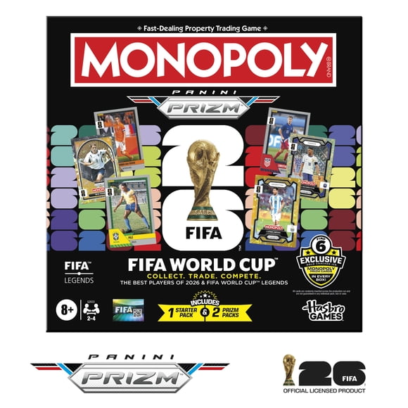 Monopoly Panini Prizm: FIFA World Cup Board Game with Monopoly Panini Prizm Trading Cards