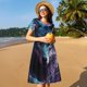 thumbnail image 4 of Balery Purple Sky Wolf Vestidos sueltos de manga corta para mujer, vestidos de verano 2025, vestidos casuales de corte A con vuelo., 4 of 6