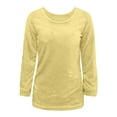 thumbnail image 4 of Ladies Tops and Blouses Clearance Women's Lightweight Pullover Long Sleeve Casual T-Shirt Loose Fuzzy Sweater Fashion Fleece Basic Knit Tops Long Sleeve Tops for Women New Yellow XL, 4 of 5