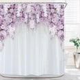 thumbnail image 4 of Bridal Floral Romantic Shower Curtain for Bathroom Decor 72Wx72H Elegant Wedding Flower Purple Rose Blossom Women Girl Spring Art Printed Fabric Polyester Waterproof 12 Pack Plastic Hooks, 4 of 6