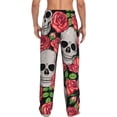 thumbnail image 3 of Goofa Skull and Roses Printed Soft Pajama Pants for Men, Wide Leg Comfy Casual Lounge Yoga Pants-Large, 3 of 9