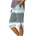 thumbnail image 2 of Utoimkio Women's Boho Striped Bermuda Shorts,Casual Print with Side Slit & Button Detail, 2 of 5